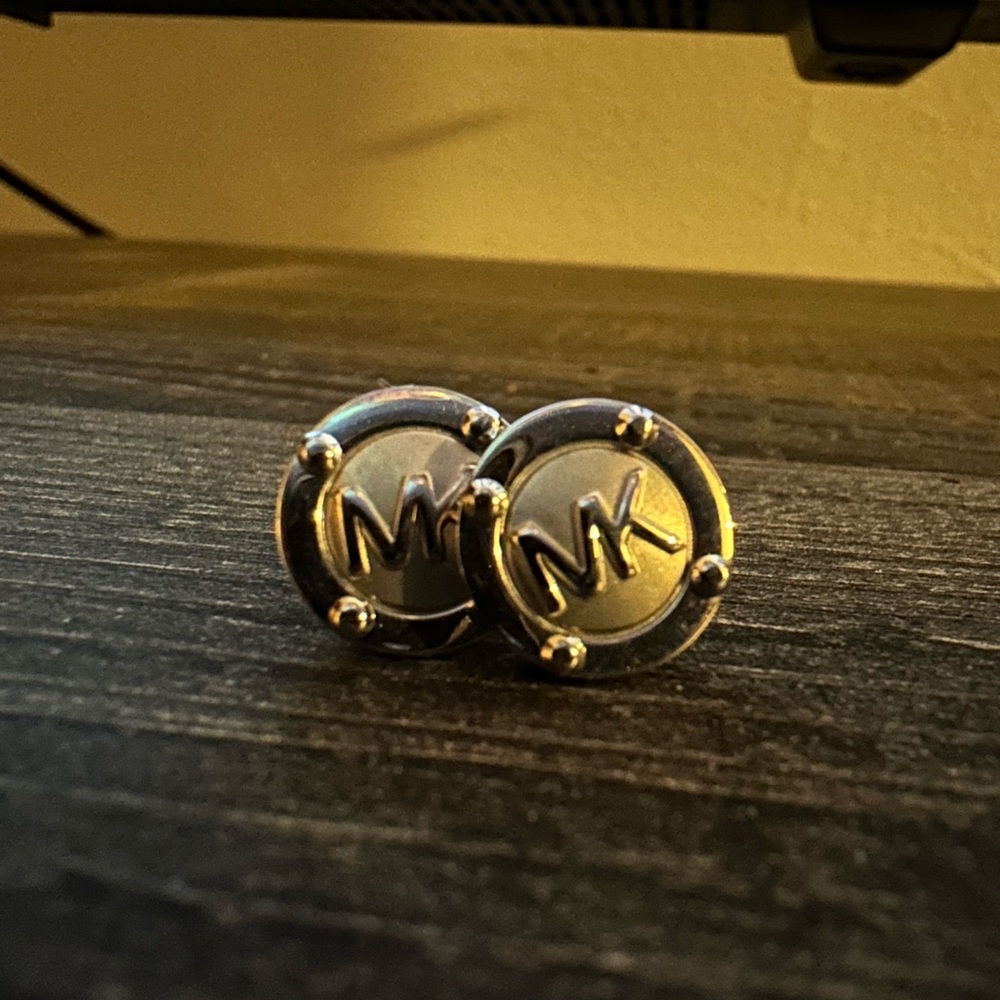 Michael Kors Silver Logo Earrings
